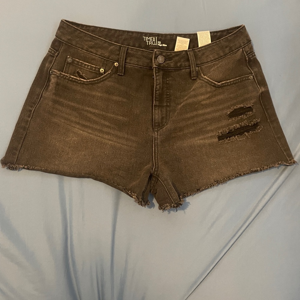 Time and Tru Women's Dark Gray Jean Shorts